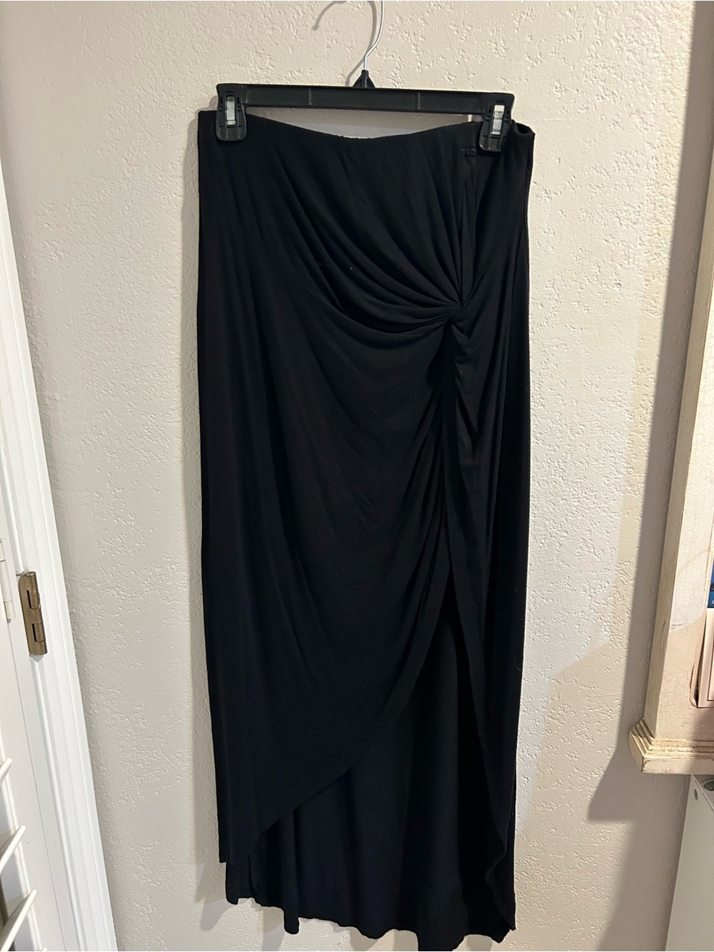 bobeau Black Maxi Skirt with Draped Ruched Side